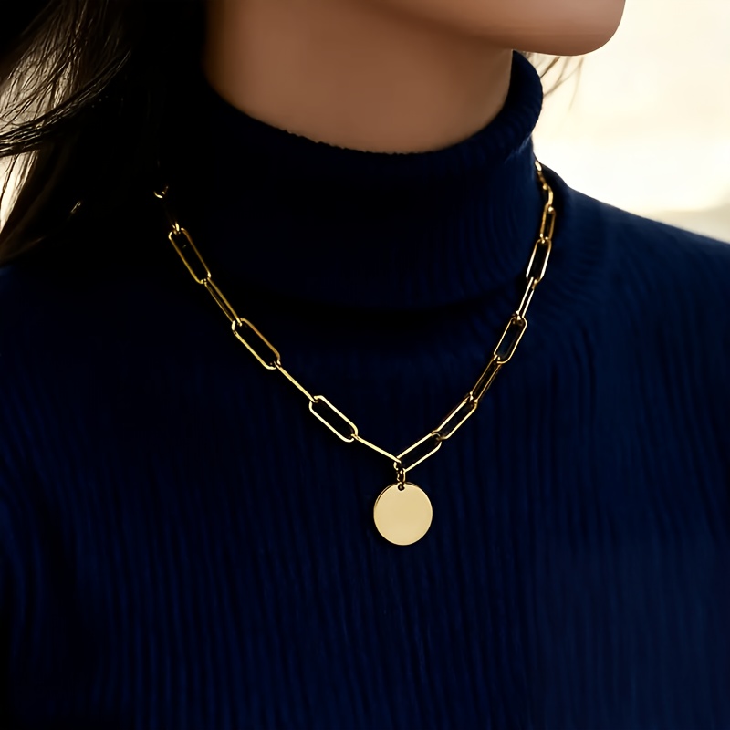 Women's Stylish Punk Chain Round Disc Necklace